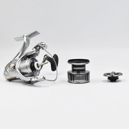 21 New SHIMANO NASCI Spinning Fishing Reel 5+1BB Hagane Gear Larger Spool Capacity Max 11kg Drag X-Ship Saltewater Fishing Reels