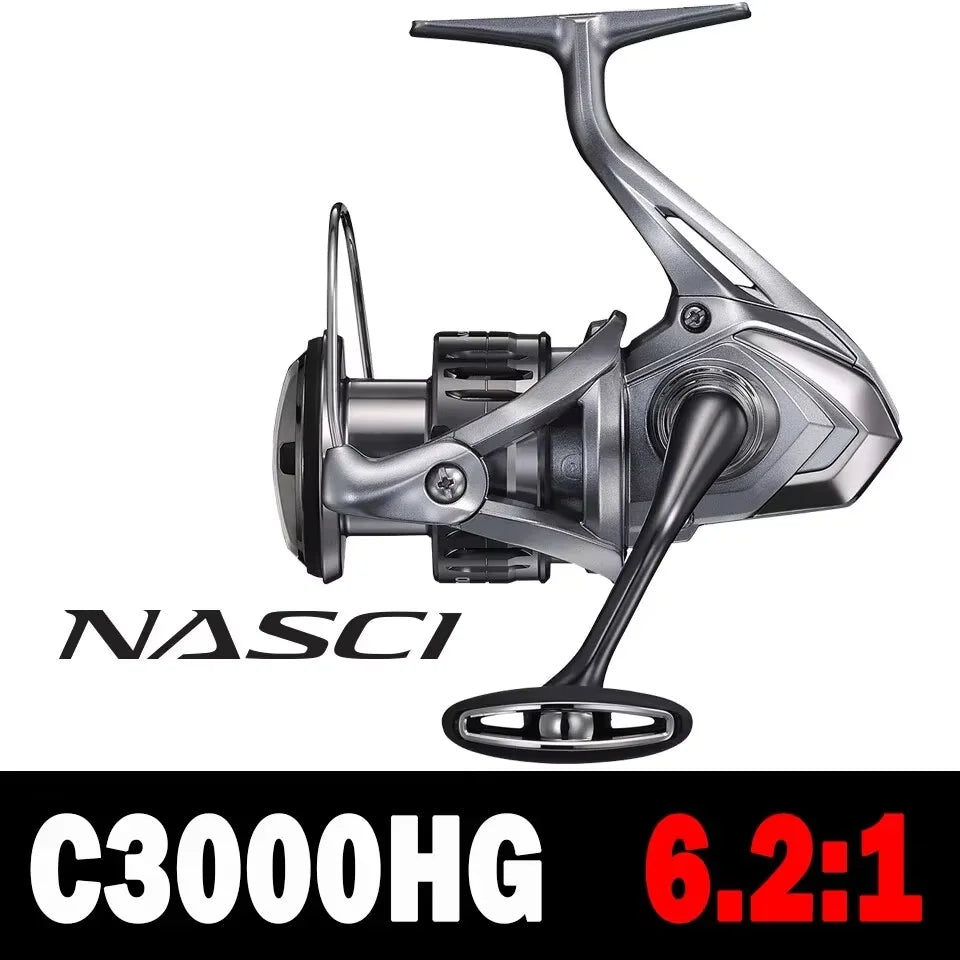 21 New SHIMANO NASCI Spinning Fishing Reel 5+1BB Hagane Gear Larger Spool Capacity Max 11kg Drag X-Ship Saltewater Fishing Reels