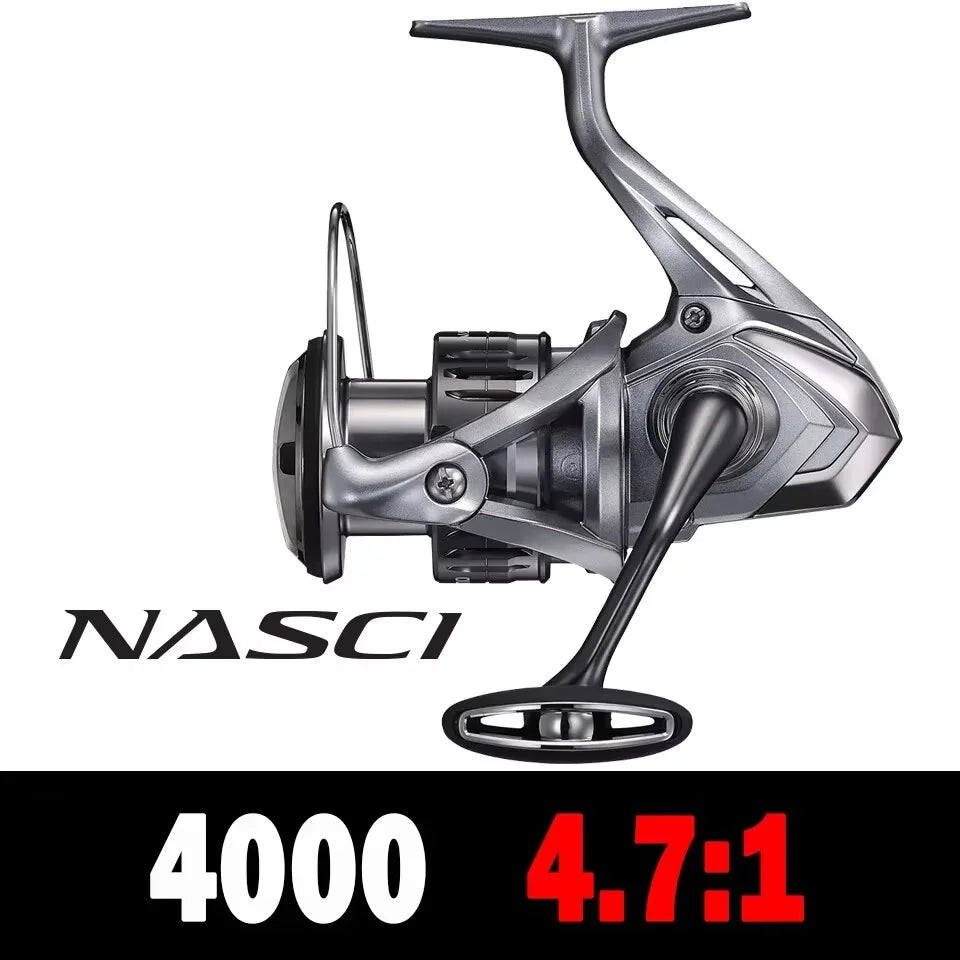 21 New SHIMANO NASCI Spinning Fishing Reel 5+1BB Hagane Gear Larger Spool Capacity Max 11kg Drag X-Ship Saltewater Fishing Reels