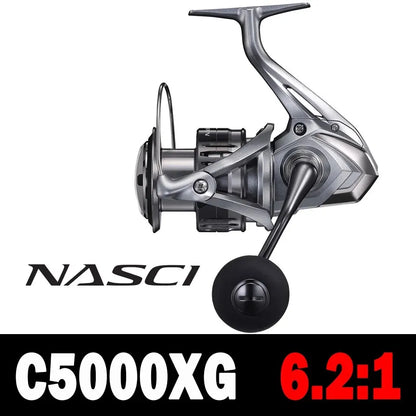 21 New SHIMANO NASCI Spinning Fishing Reel 5+1BB Hagane Gear Larger Spool Capacity Max 11kg Drag X-Ship Saltewater Fishing Reels